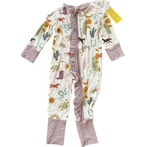 Emerson Bamboo Baby Sleeper Pajamas Size 12-18 mths Western Horse Cactus Rainbow